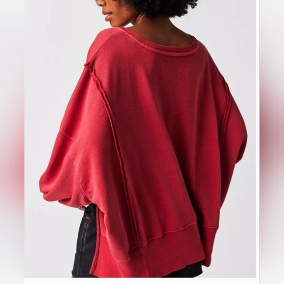 NWOT We The Free Camden Swestshirt In Red - Picture 3 of 6